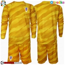 Otroške Nogometnih dresov Hrvaška Vratar Domači EP 2024 Dolgi rokavi (+ hlače)